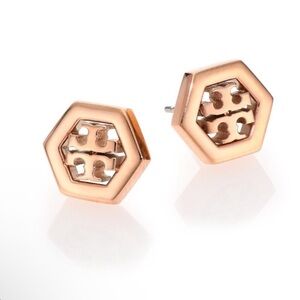 Tory Burch • Rose gold Hexagon post earrings NEW $129